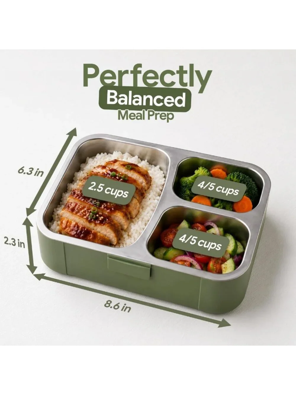 Leakproof Stainless Steel Bento Lunch Box | 3-Compartment, BPA-Free, Dishwasher